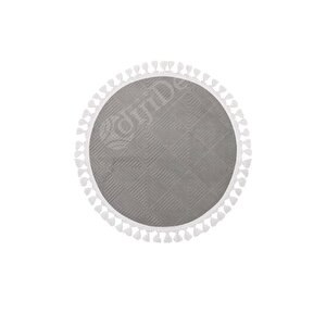 Halı Cool Gri Pramit Kaymaz Yıkanabilir Saçaklı Yuvarlak Yolluk Salon Halısı Modelleri 160x160 cm