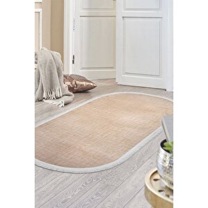 Halı Vizon Stylish Yıkanabilir Saçaklı Oval Kesme Ince Yolluk Kilim Salon Halısı Modeli 120x180 cm
