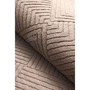 Avangard Oval Halı Pramit Kahve Salon Koridor Antre Mutfak Halısı Silinebilir Yolluk 140x400 cm