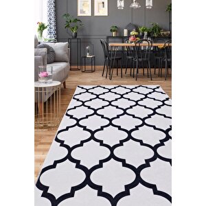 Halı Beyaz Maça Yıkanabilir Saçaksız Kesme Ince Yolluk Kilim Salon Halısı Modelleri 180x250 cm