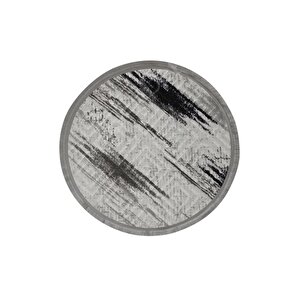Halı Siyah Cool Karo Yıkanabilir Yuvarlak Saçaklı Ince Yolluk Kilim Salon Halısı Modeli 150x150 cm