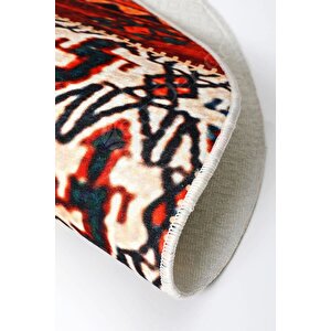 Halı Turuncu Cool K1300 Yuvarlak Kaymaz Kesme Ince Yolluk Kilim Salon Halısı Modelleri