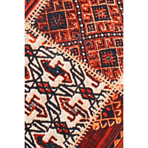 Halı Turuncu Cool K1300 Yuvarlak Kaymaz Kesme Ince Yolluk Kilim Salon Halısı Modelleri 130x130 cm