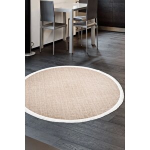 Halı Vizon Stylish Saçaklı Yuvarlak Kaymaz Kesme Ince Yolluk Kilim Salon Halısı Modelleri 110x110 cm