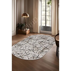Halı Vizon Cool Karo Yıkanabilir Oval Kesme Ince Yolluk Kilim Salon Halısı Modelleri