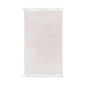 Peluş Halı Krem Cool Düz Desenli Saçaklı Kesme Post Yolluk Kilim Salon Halısı Modelleri 60x200 cm