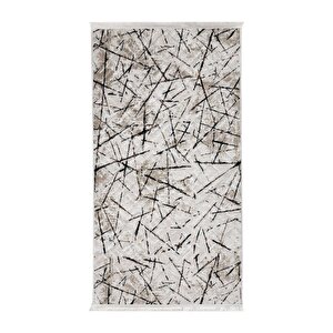 Halı Vizon Cool Karo Yıkanabilir Saçaklı Kesme Ince Yolluk Kilim Salon Halısı Modelleri 120x180 cm