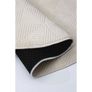 Halı Cool Krem Pramit Desenli Kaymaz Yıkanabilir Oval Yolluk Kilim Salon Halısı Modelleri