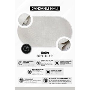 Halı Krem Cool Janjanlı Ipeksi Oval Kaymaz Kesme Ince Yolluk Kilim Salon Halısı Modelleri