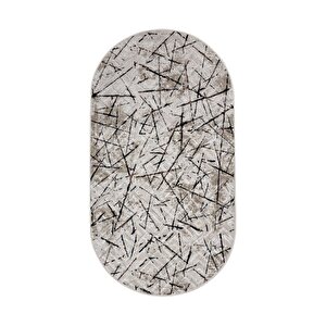 Halı Vizon Cool Karo Yıkanabilir Oval Kesme Ince Yolluk Kilim Salon Halısı Modelleri 120x180 cm