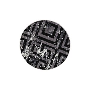 Halı Siyah Cool K1320 Yıkanabilir Yuvarlak Kesme Ince Yolluk Kilim Salon Halısı Modelleri 170x170 cm