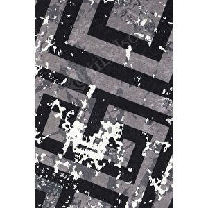 Halı Siyah Cool K1320 Yıkanabilir Yuvarlak Kesme Ince Yolluk Kilim Salon Halısı Modelleri