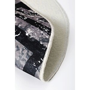 Halı Siyah Cool K1320 Yıkanabilir Yuvarlak Kesme Ince Yolluk Kilim Salon Halısı Modelleri