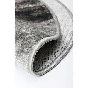 Delüxe Halı Antrasit Saçaksız Oval Halı Yeni Kabartmalı Model Salon Halısı