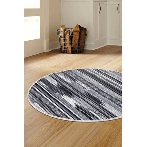 Halı Gri Cool Köln Yıkanabilir Yuvarlak Kesme Ince Yolluk Kilim Salon Halısı Modelleri 170x170 cm