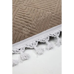 Avangard Halı Pramit Kahve Salon Koridor Antre Mutfak Halısı Silinebilir Ponpon Saçak