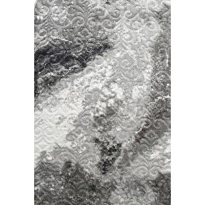 Delüxe Halı Antrasit Saçaksız Oval Halı Yeni Kabartmalı Model Salon Halısı 140x600 cm