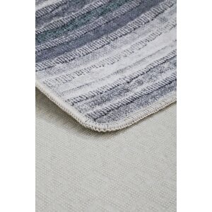 Halı Gri 9026 Cool Yıkanabilir Saçaksız Kesme Ince Yolluk Kilim Salon Halısı Modelleri 160x500 cm