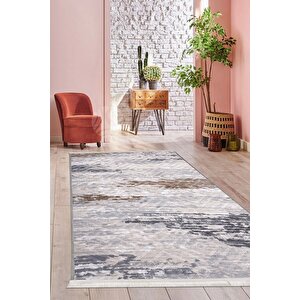 Halı Gri14 Cool Karo Yıkanabilir Saçaklı Kesme Ince Yolluk Kilim Salon Halısı Modelleri 120x180 cm
