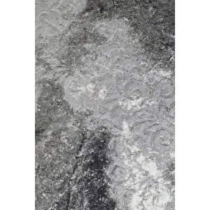 Halı Antrasit Cool Yıkanabilir Saçaklı Yuvarlak Delüxe Yolluk Kilim Salon Halısı Modeli 170x170 cm