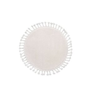 Peluş Halı Açık Vizon Cool Saçaklı Yuvarlak Kesme Post Yolluk Kilim Salon Halısı Modeli 110x110 cm