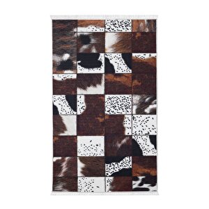 Halı Kahverengi Dr01 Yıkanabilir Saçaklı Kesme Ince Yolluk Kilim Salon Halısı Modelleri 100x450 cm