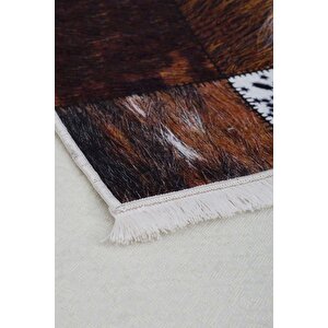 Halı Kahverengi Dr01 Yıkanabilir Saçaklı Kesme Ince Yolluk Kilim Salon Halısı Modelleri 100x450 cm