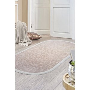 Halı Vizon Elit Yıkanabilir Saçaklı Oval Kesme Ince Yolluk Kilim Salon Halısı Modelleri 80x450 cm