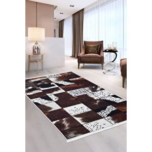 Halı Kahverengi Dr01 Yıkanabilir Saçaklı Kesme Ince Yolluk Kilim Salon Halısı Modelleri 120x180 cm