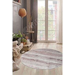 Ky7055 Vizon Saçaksız Dijital Yuvarlak Halı Kaymaz Yıkanabilir Mutfak Antre Salon Halısı 140x140 cm