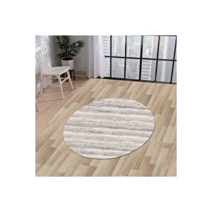 Ky7055 Vizon Saçaksız Dijital Yuvarlak Halı Kaymaz Yıkanabilir Mutfak Antre Salon Halısı 140x140 cm