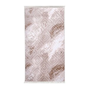 Halı Devetüyü Cool Karo Yıkanabilir Saçaklı Kesme Ince Yolluk Kilim Salon Halısı Modeli 60x400 cm 
