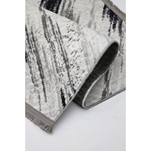 Halı Siyah Cool Karo Yıkanabilir Saçaklı Kesme Ince Yolluk Kilim Salon Halısı Modelleri 120x400 cm