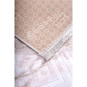 Halı Devetüyü Cool Karo Yıkanabilir Saçaklı Kesme Ince Yolluk Kilim Salon Halısı Modeli 120x180 cm
