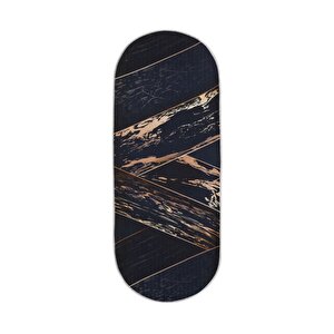Halı Siyah Gold Cool Yıkanabilir Oval Kesme Ince Yolluk Kilim Salon Halısı Modelleri 60x150 cm