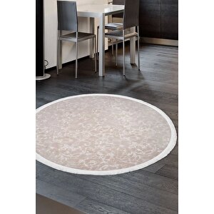 Halı Vizon Elit Yıkanabilir Saçaklı Yuvarlak Kesme Ince Yolluk Kilim Salon Halısı Modeli 100x100 cm