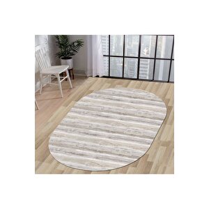 Halı Vizon Cool Ky7055 Yıkanabilir Oval Kesme Ince Yolluk Kilim Salon Halısı Modelleri 200x200 cm
