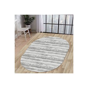 Halı Gri Cool Ky7056 Yıkanabilir Oval Kesme Ince Yolluk Kilim Salon Halısı Modelleri 150x450 cm