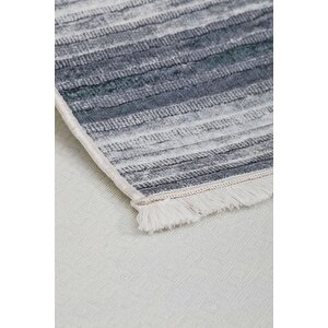 Halı Gri 9026 Cool Yıkanabilir Saçaklı Kesme Ince Yolluk Kilim Salon Halısı Modelleri 150x250 cm