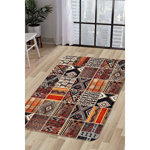 Halı Turuncu Cool K1300 Yıkanabilir Saçaksız Kesme Ince Yolluk Kilim Salon Halısı Modeli 80x700 cm