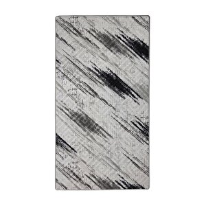 Karo Halı Siyah Salon Koridor Antre Mutfak Halısı Silinebilir Kaymaz Tabanlı 120x180 cm