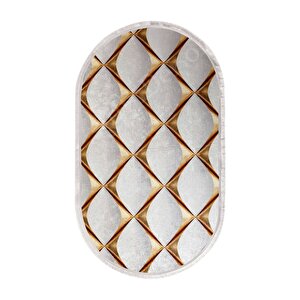 Halı Gold Cool Ky7059 Saçaklı Oval Kaymaz Kesme Ince Yolluk Kilim Salon Halısı Modelleri 100x450 cm