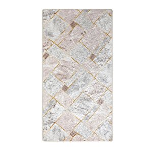 Delüxe Vizon Gri Saçaksız Siyah Taban Yeni Kabartmalı Model Halısı 80x150 cm