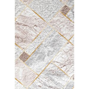 Delüxe Vizon Gri Saçaksız Siyah Taban Yeni Kabartmalı Model Halısı 80x200 cm