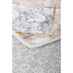 Delüxe Vizon Gri Saçaksız Siyah Taban Yeni Kabartmalı Model Halısı