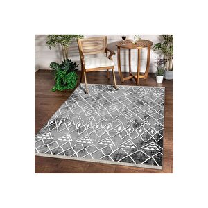 Halı Gri Bm004gr Yıkanabilir Saçaklı Ince Yolluk Kilim Salon Halısı Modelleri 100x300 cm
