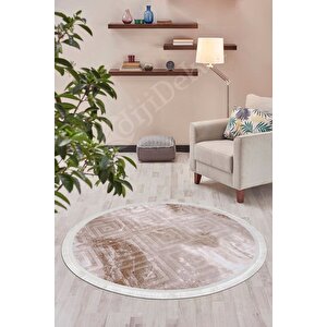 Halı Devetüyü Cool Karo Saçaklı Yuvarlak Kesme Ince Yolluk Kilim Salon Halısı Modelleri 90x90 cm