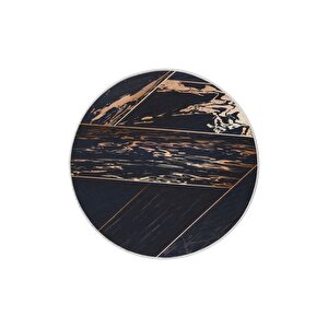 Halı Siyah Gold Cool Yıkanabilir Yuvarlak Kesme Ince Yolluk Kilim Salon Halısı Modelleri 170x170 cm