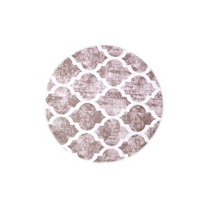 Halı Bej Maça Yıkanabilir Saçaksız Yuvarlak Kesme Ince Yolluk Kilim Salon Halısı Modeli 100x100 cm
