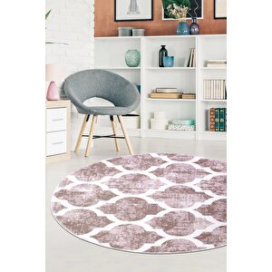 Halı Bej Maça Yıkanabilir Saçaksız Yuvarlak Kesme Ince Yolluk Kilim Salon Halısı Modeli